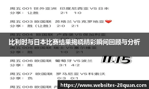 比利时与日本比赛结果揭晓精彩瞬间回顾与分析
